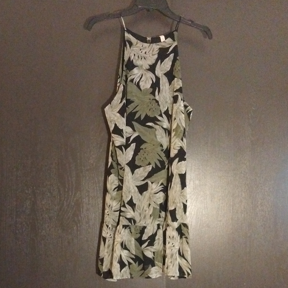 Tyche Leaf Pattern Halter Dress